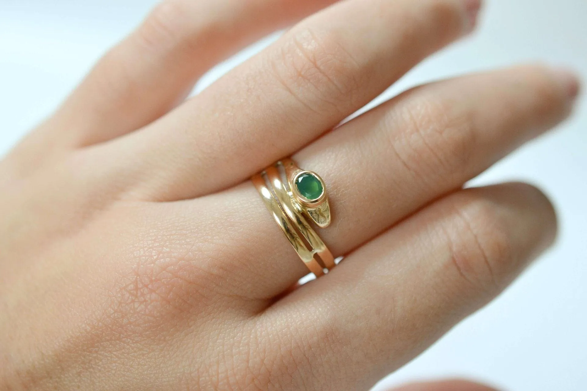 Bague Serpent Agate verte sold by 58 Facettes product image thumbnail 2