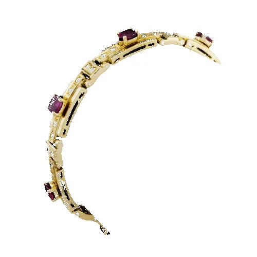 Bracelet en or jaune 18 carats avec diamants et rubis sold by 58 Facettes
