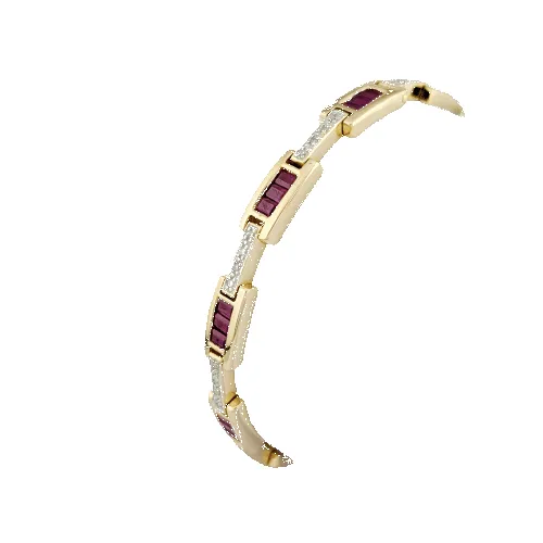 Bracelet en or jaune, rubis et diamants sold by 58 Facettes