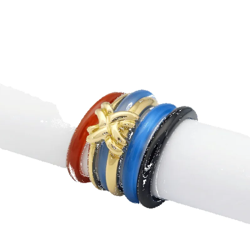 Bague modulable Sylvie Lambert en or jaune et résine multicolor sold by 58 Facettes