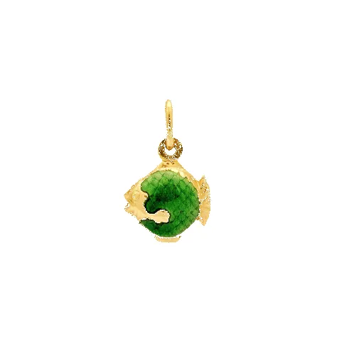 Pendentif poisson vintage signé Fabor en or jaune et émail vert sold by 58 Facettes