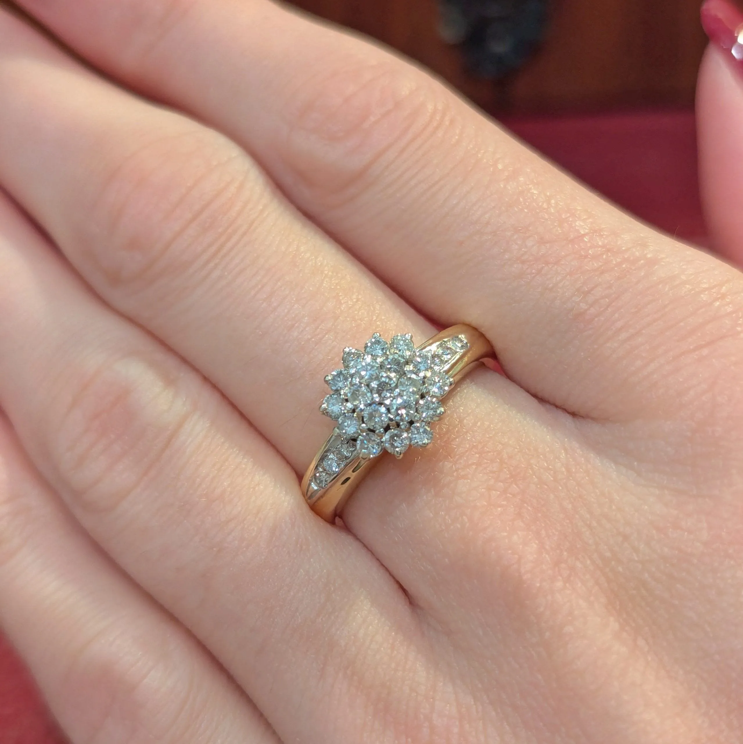 Bague motif floral en or jaune 18 carats et diamants sold by 58 Facettes product image thumbnail 3