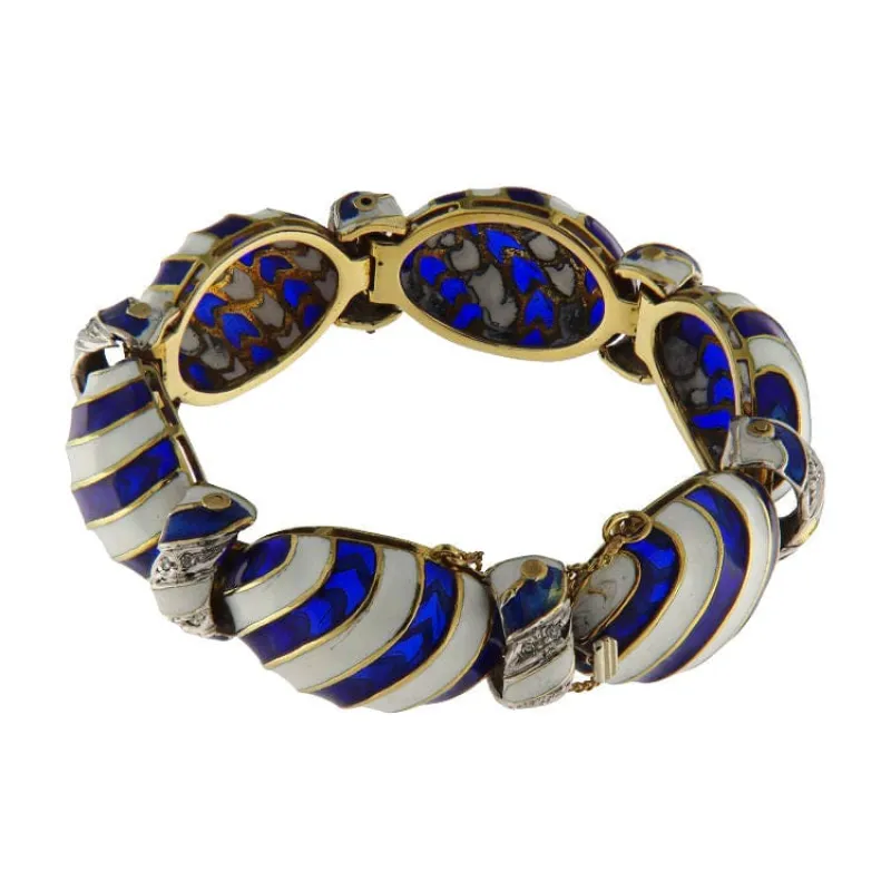 Bracelet en or jaune avec émail et diamants sold by 58 Facettes