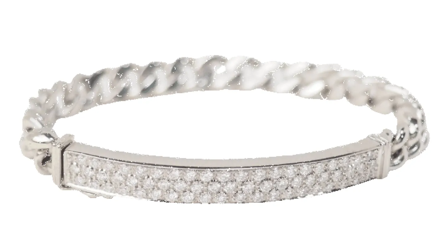 Bracelet souple en or blanc pavé de diamants sold by 58 Facettes