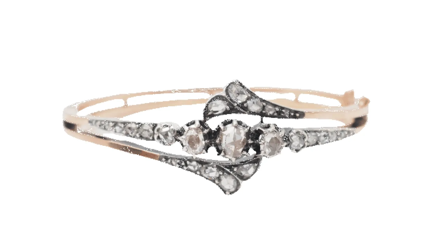 Bracelet ancien du XIX ème siècle en or rose et argent serti de diamants sold by 58 Facettes