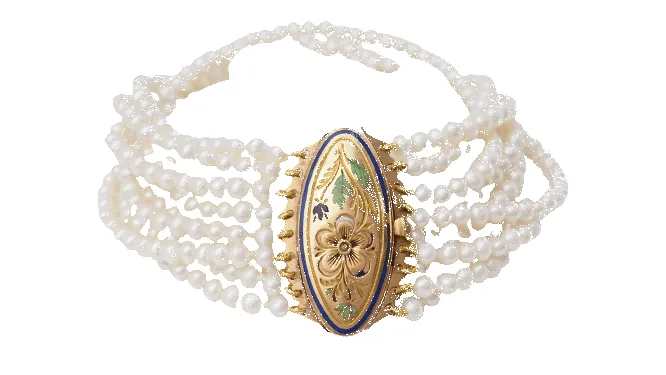 Bracelet ancien 9 rangs de perles de culture en or jaune sold by 58 Facettes