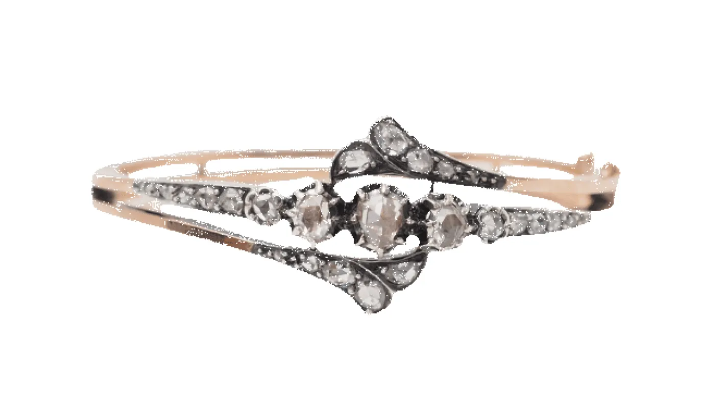 Bracelet ancien du XIX ème siècle en or rose et argent serti de diamants sold by 58 Facettes