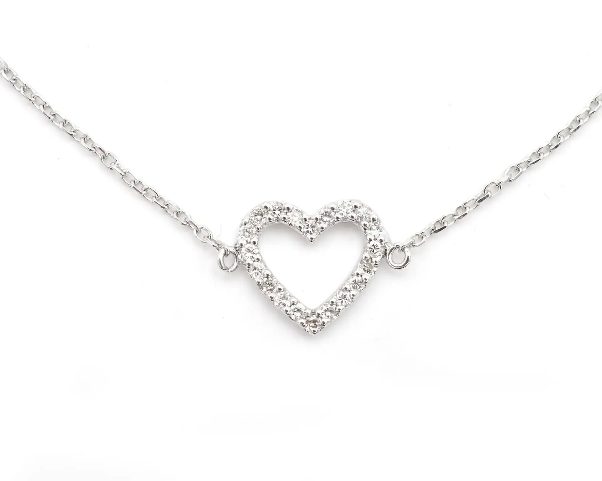 Bracelet en or blanc avec pendentif en forme de cœur et diamants sold by 58 Facettes product image thumbnail 2