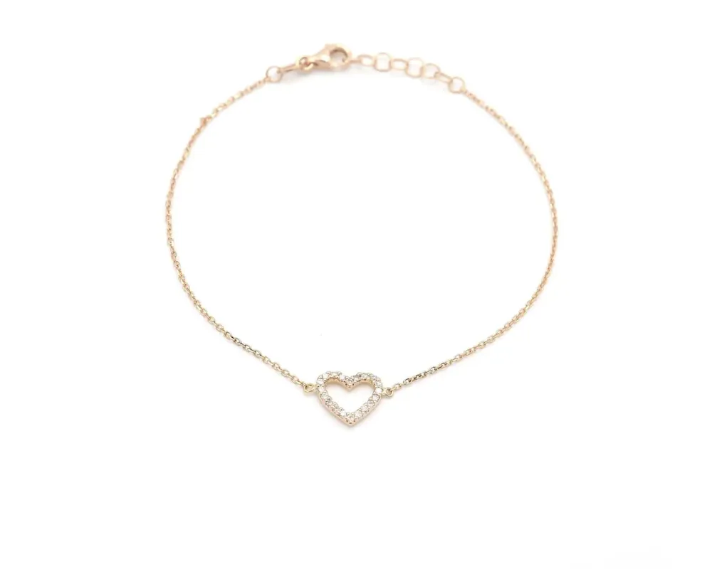 Bracelet en or rose avec pendentif cœur et diamants sold by 58 Facettes