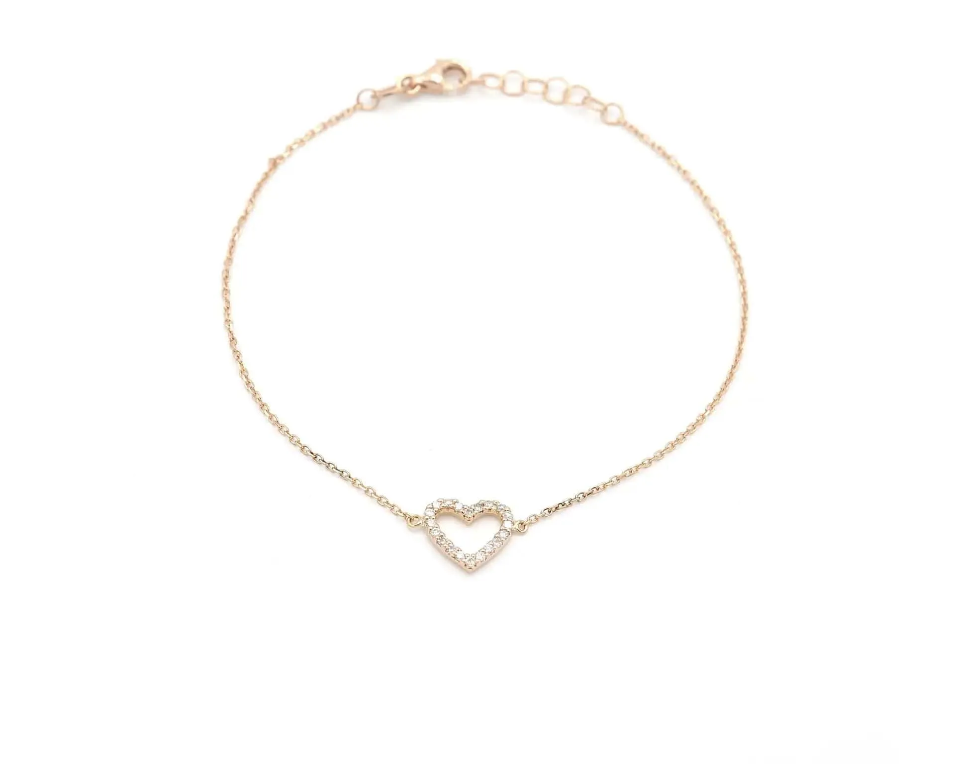 Bracelet en or rose avec pendentif cœur et diamants sold by 58 Facettes