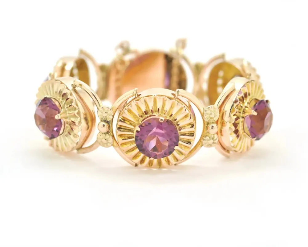 Bracelet vintage en or 8 carats et quartz violet made by 58 Facettes