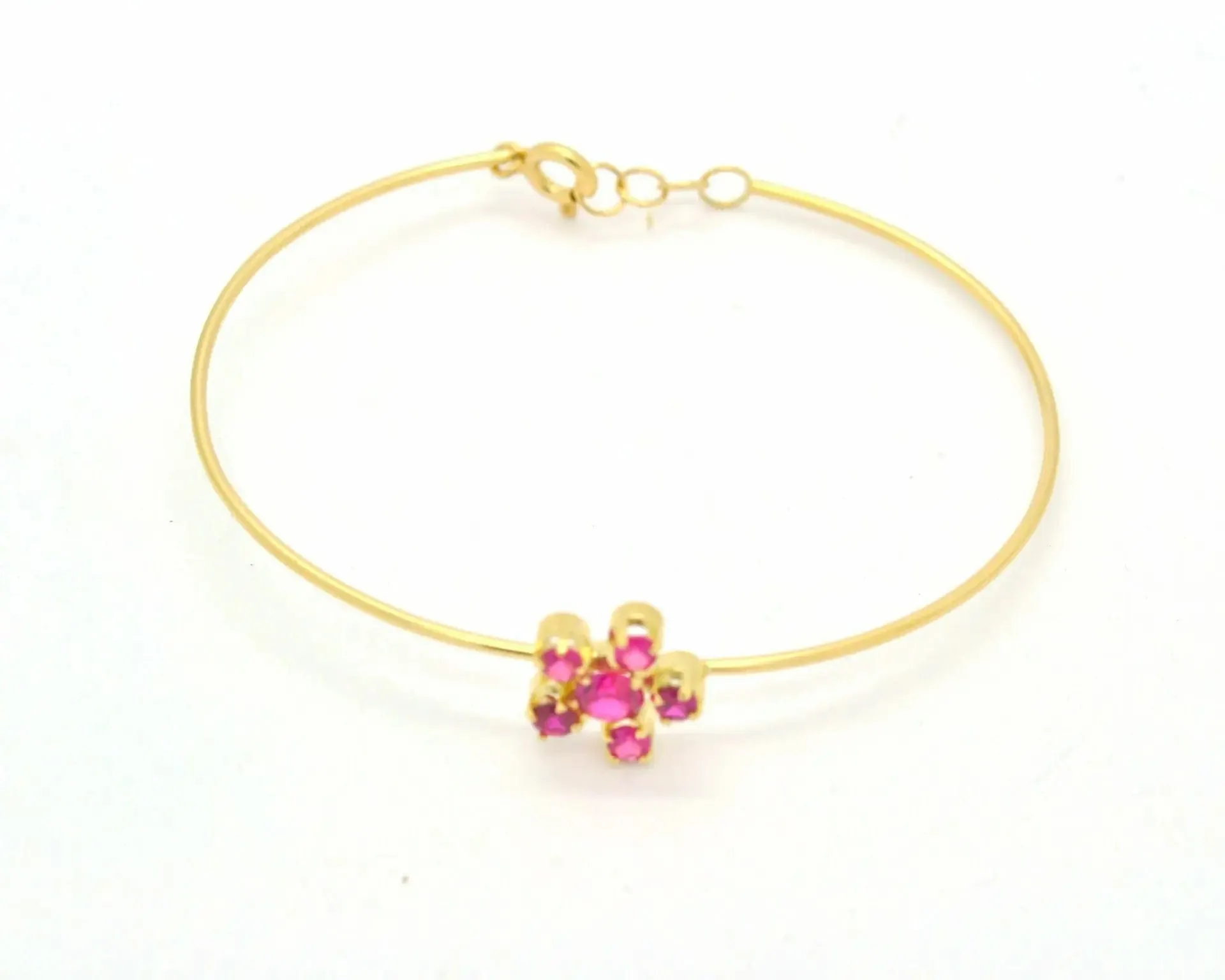 Bracelet rigide en or jaune 18 ct avec rubis synthétiques sold by 58 Facettes product image thumbnail 2