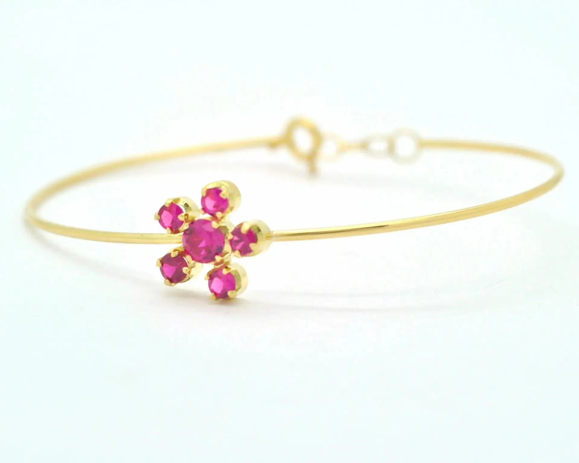 Bracelet rigide en or jaune 18 ct avec rubis synthétiques sold by 58 Facettes product image thumbnail 3
