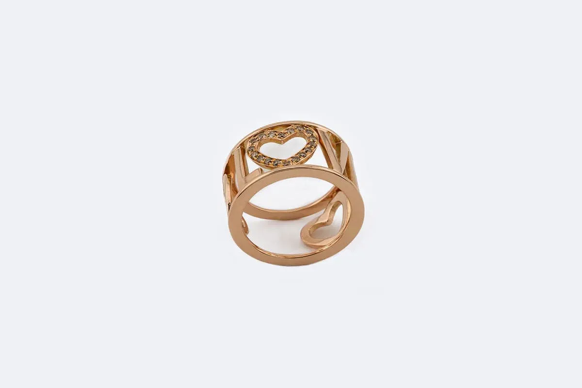 Anello in oro rosa LOVE con diamanti sold by 58 Facettes