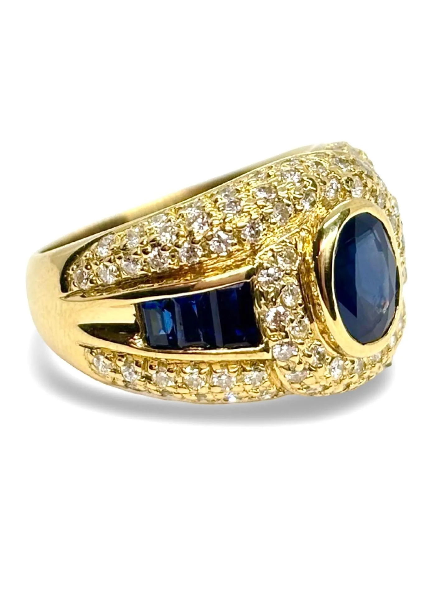 Bague or jaune saphir 2,5 ct et diamants 1 ct sold by 58 Facettes product image thumbnail 4