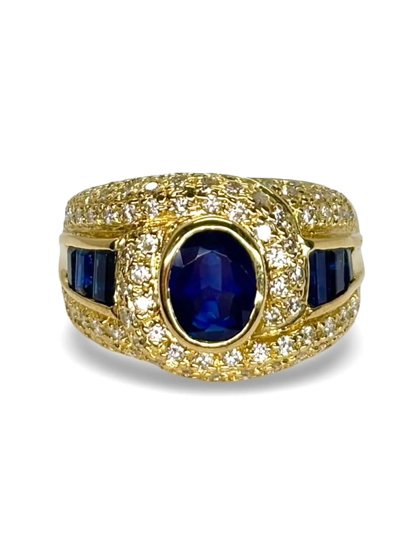 Bague or jaune saphir 2,5 ct et diamants 1 ct sold by 58 Facettes
