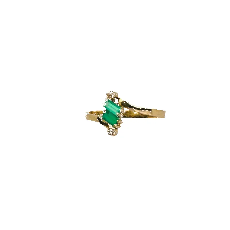Ring Yellow Gold with Green Tourmalines Emerald Facetted & Round Cut Diamonds sold by 58 Facettes