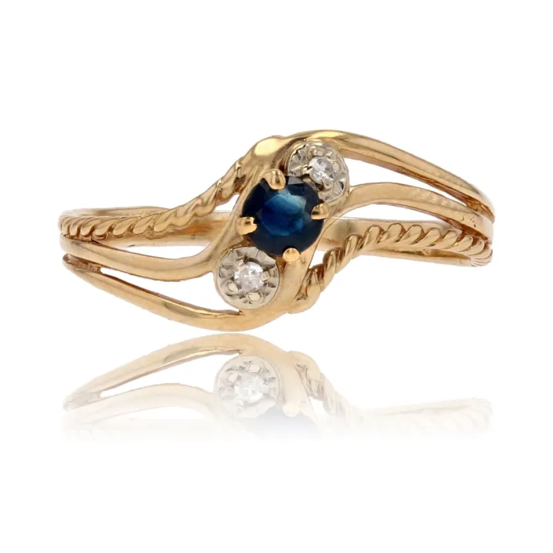 Bague saphir diamants moderne made by 58 Facettes