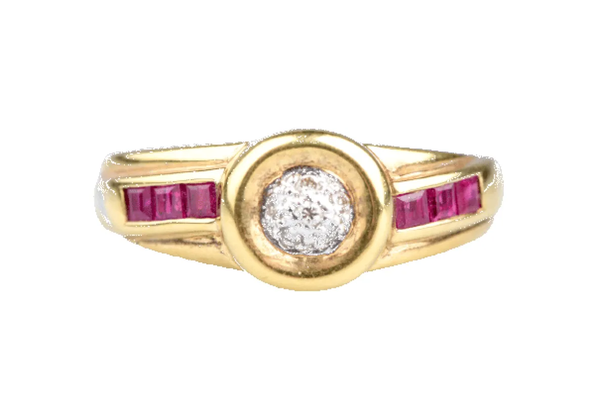 Élégante bague en or jaune, Rubis, Diamant sold by 58 Facettes