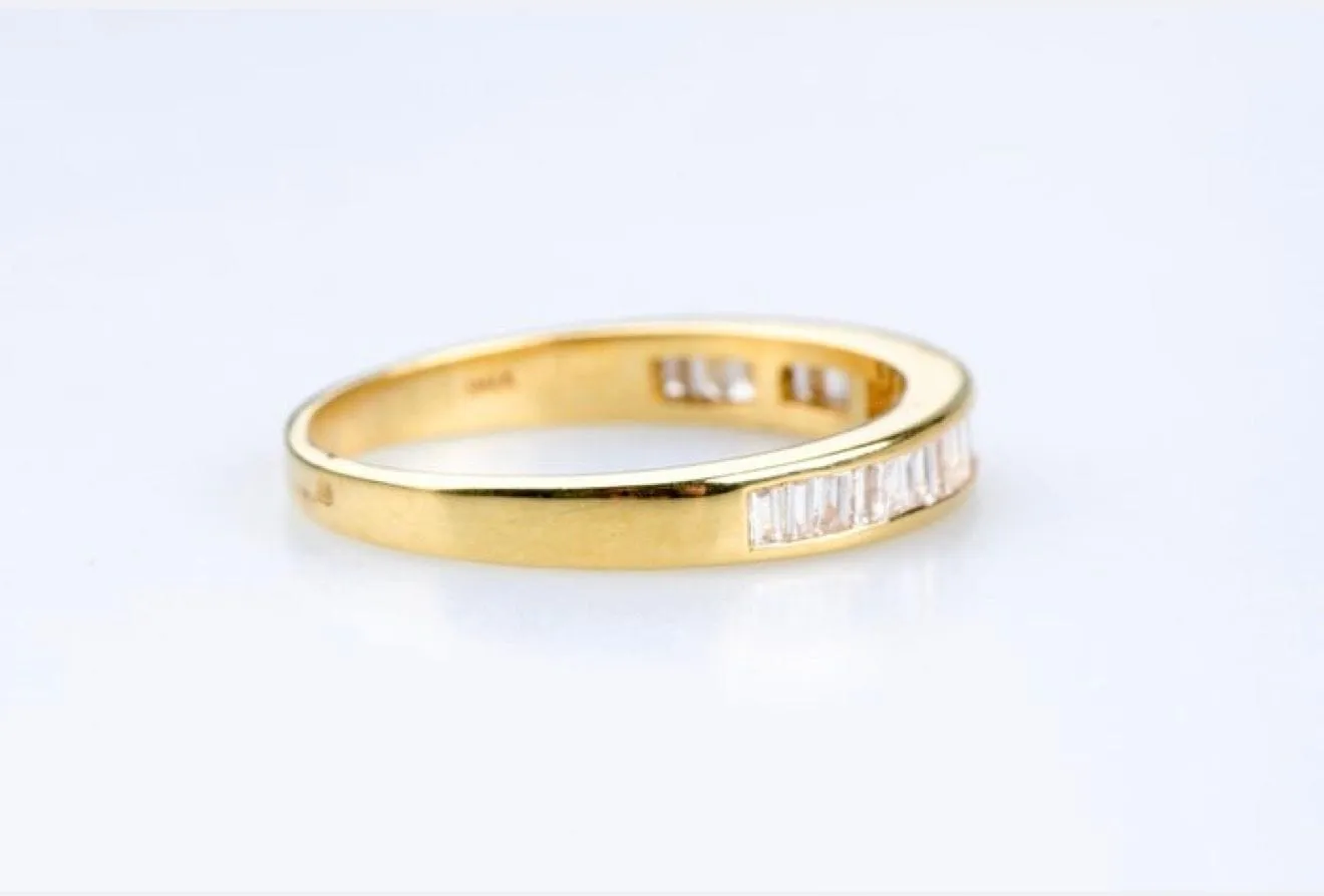 Bague demi-alliance en or jaune – Diamants baguette sertis rail sold by 58 Facettes product image thumbnail 4