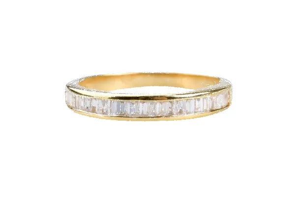 Bague demi-alliance en or jaune – Diamants baguette sertis rail sold by 58 Facettes