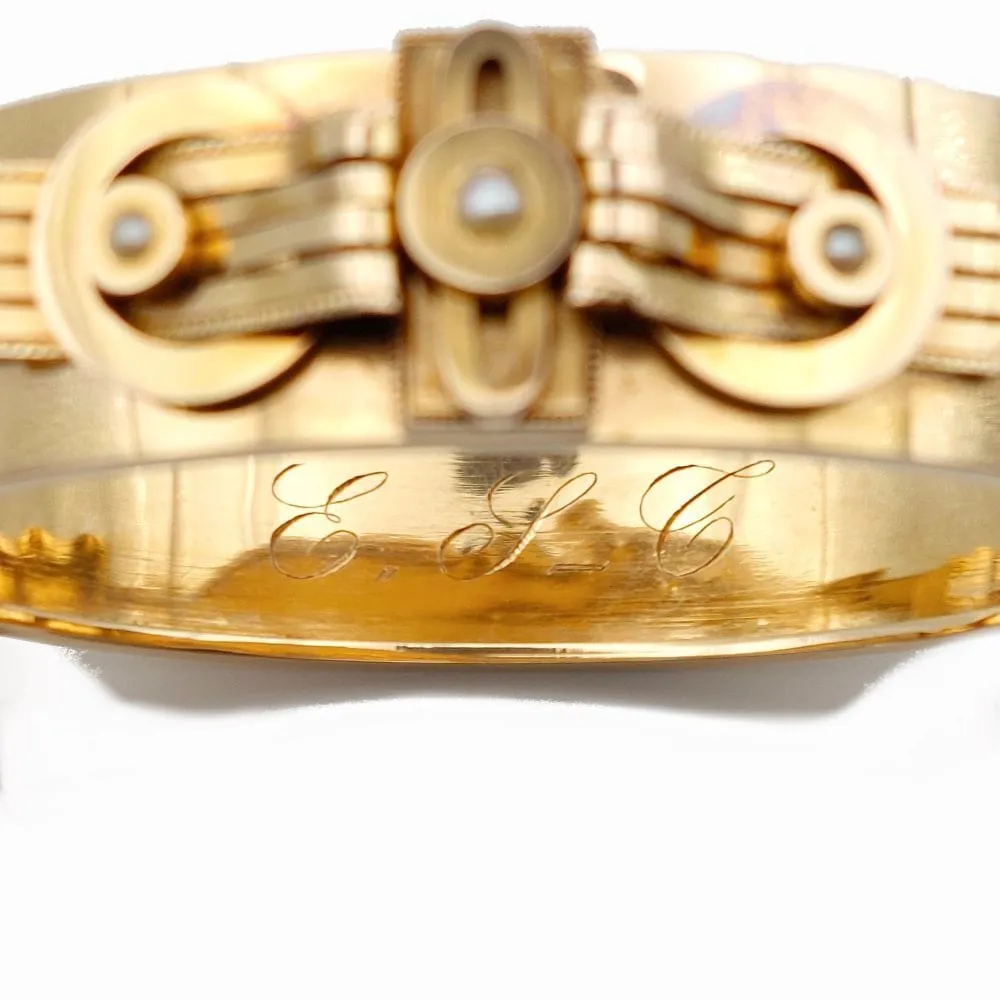 Bracelet Napoléon III "boucle" or jaune, perles - Vers 1860-1870 sold by 58 Facettes product image thumbnail 3