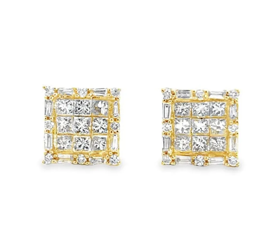 Gold Square Diamond Earrings sold by 58 Facettes