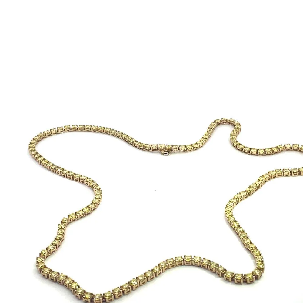 Yellow gold Tennis Necklace with Fancy-Yellow Diamonds sold by 58 Facettes