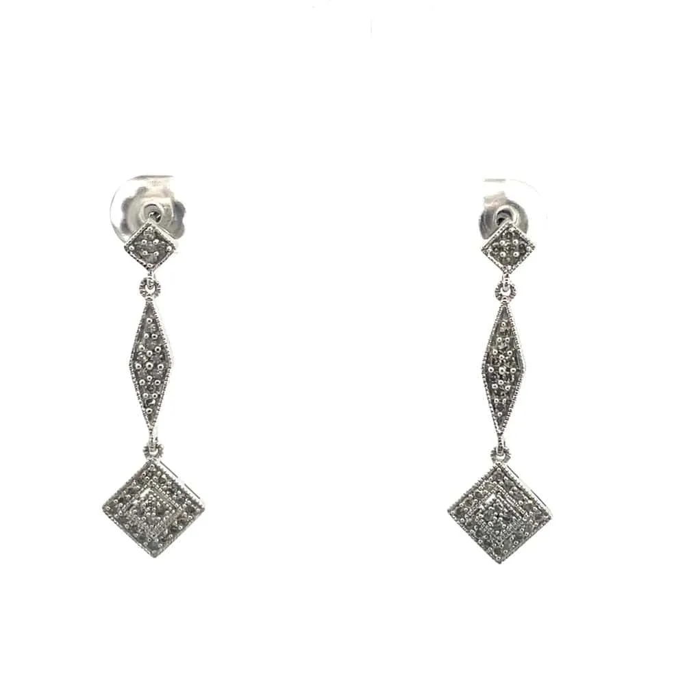 Geometric Diamond Drop Earrings sold by 58 Facettes product image thumbnail 3