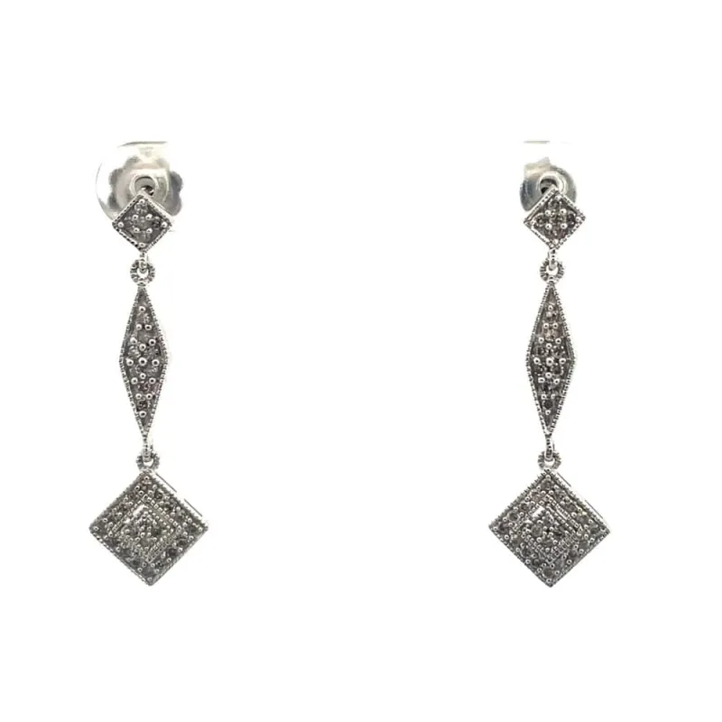 Geometric Diamond Drop Earrings sold by 58 Facettes