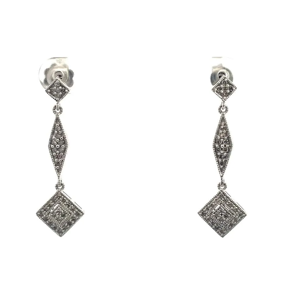 Geometric Diamond Drop Earrings sold by 58 Facettes