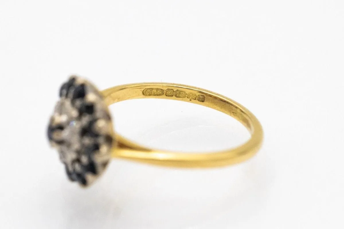 Bague en or jaune 18 carats avec saphirs et diamants sold by 58 Facettes product image thumbnail 3