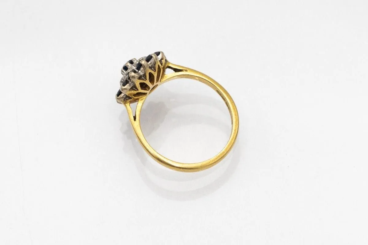 Bague en or jaune 18 carats avec saphirs et diamants sold by 58 Facettes product image thumbnail 4
