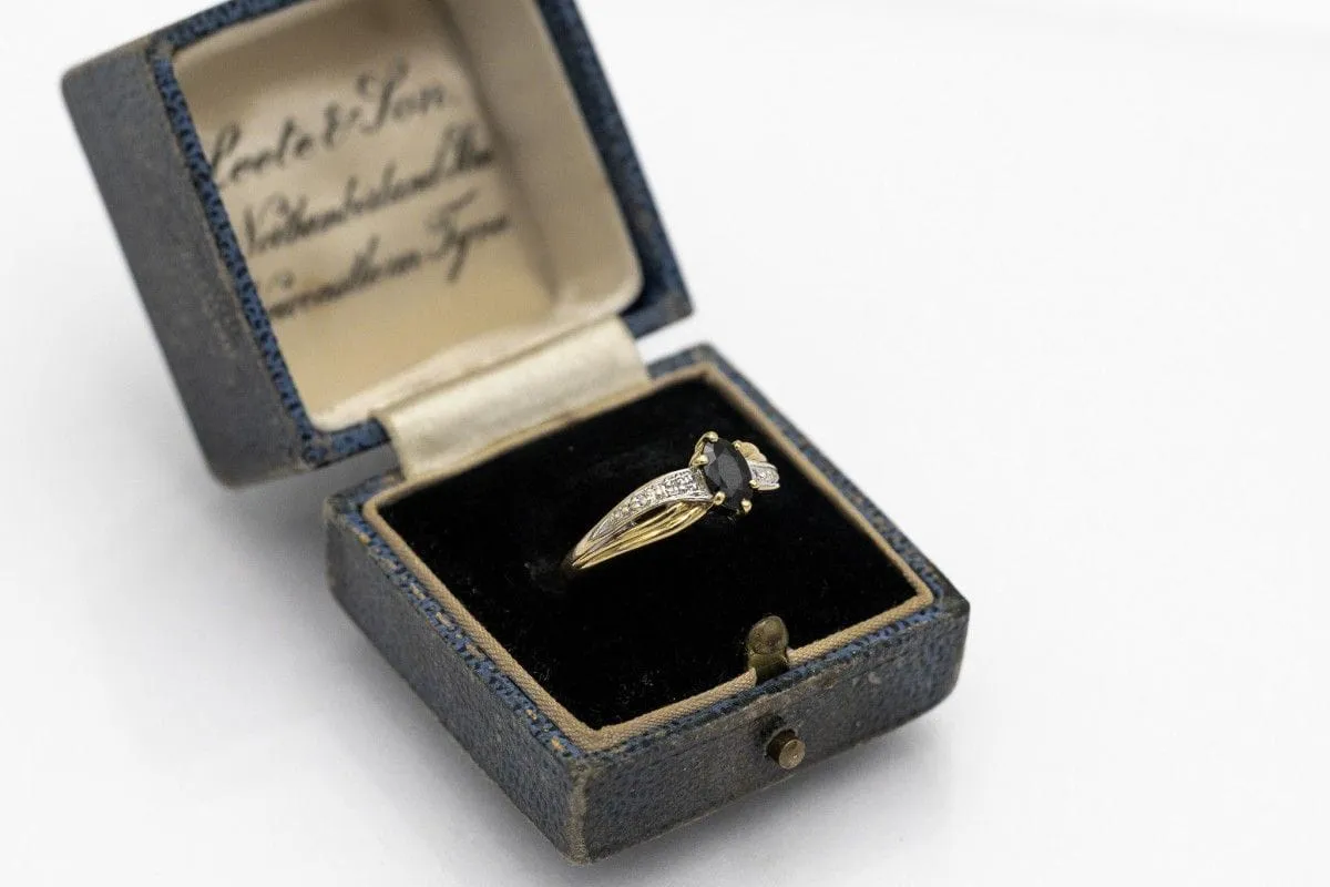 Vintage yellow gold ring with sapphire and diamonds, mid-20th century sold by 58 Facettes product image thumbnail 3