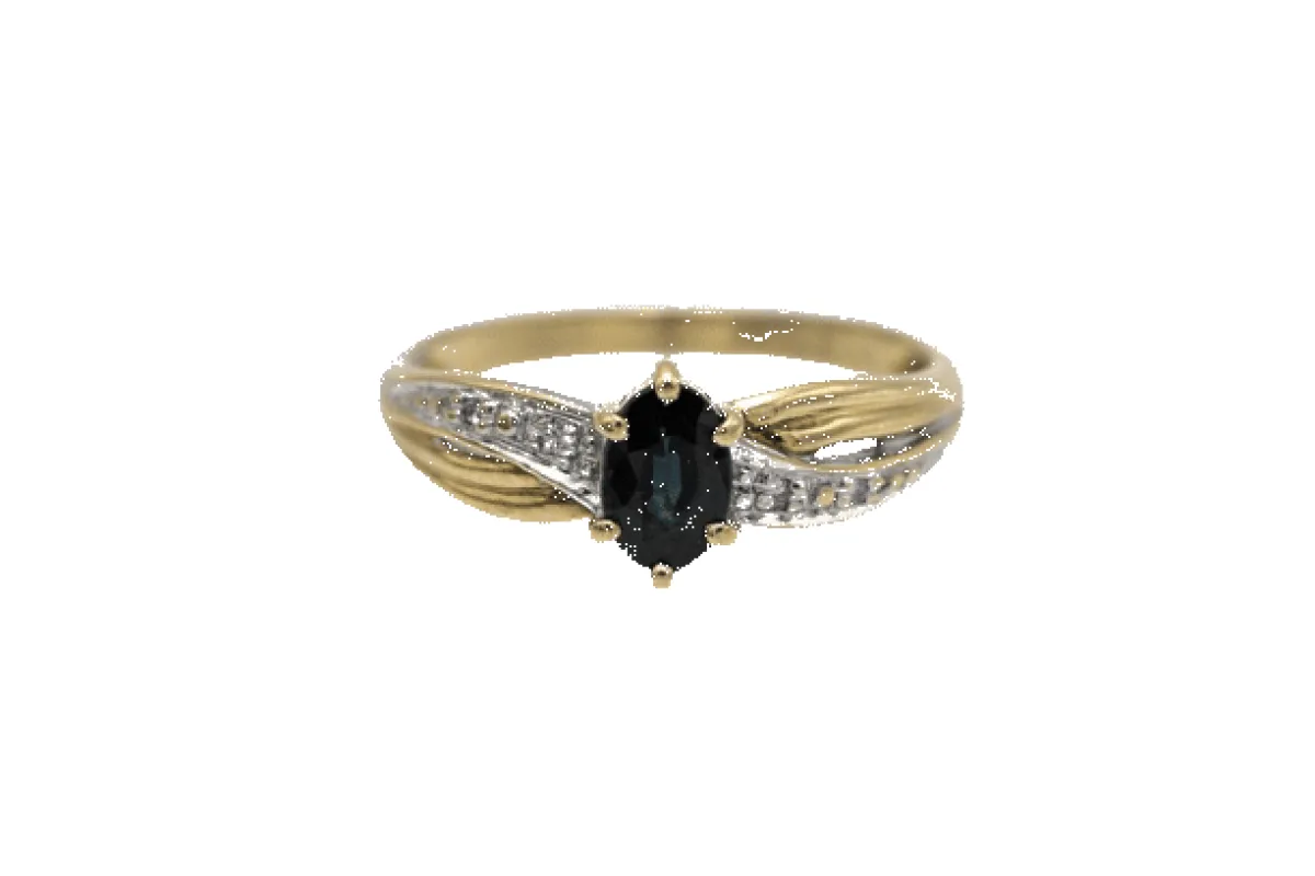 Vintage yellow gold ring with sapphire and diamonds, mid-20th century sold by 58 Facettes