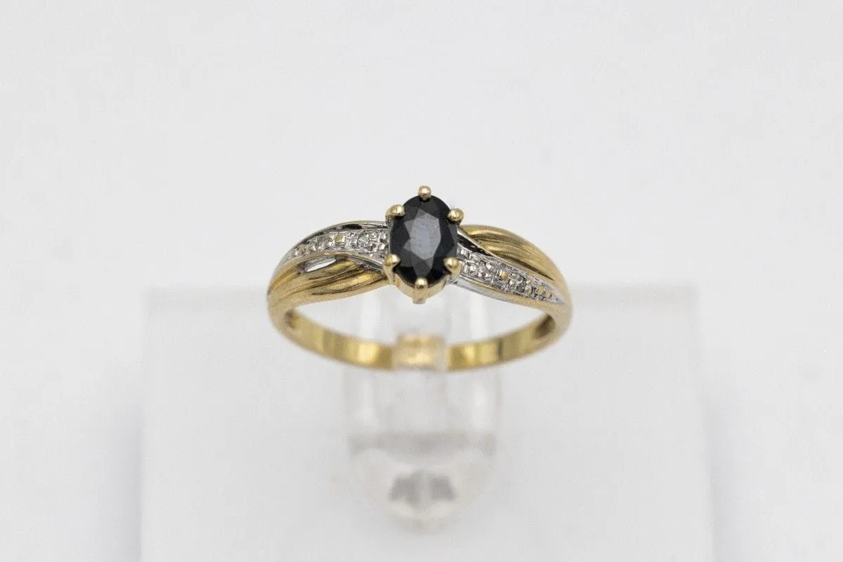 Vintage yellow gold ring with sapphire and diamonds, mid-20th century sold by 58 Facettes product image thumbnail 5