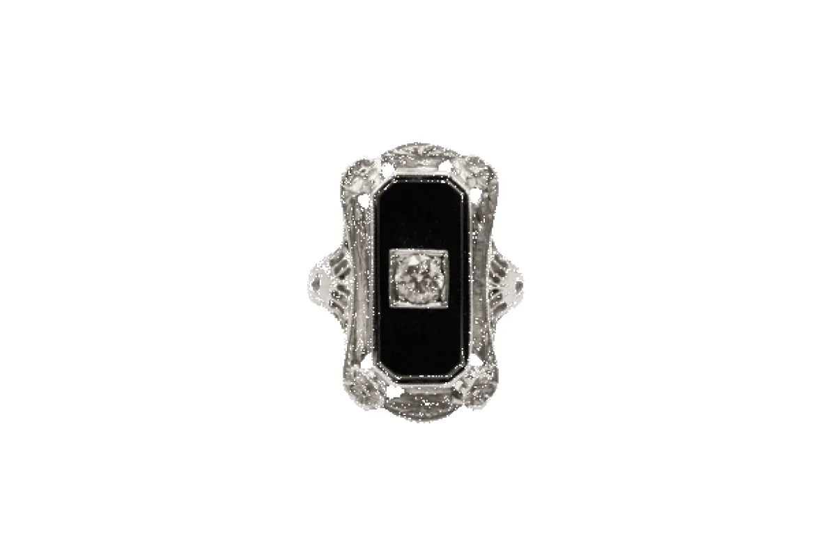 Vintage Art Déco diamond and onyx ring, 1930s. sold by 58 Facettes