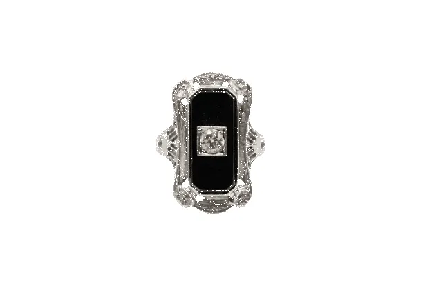 Vintage Art Déco diamond and onyx ring, 1930s. sold by 58 Facettes