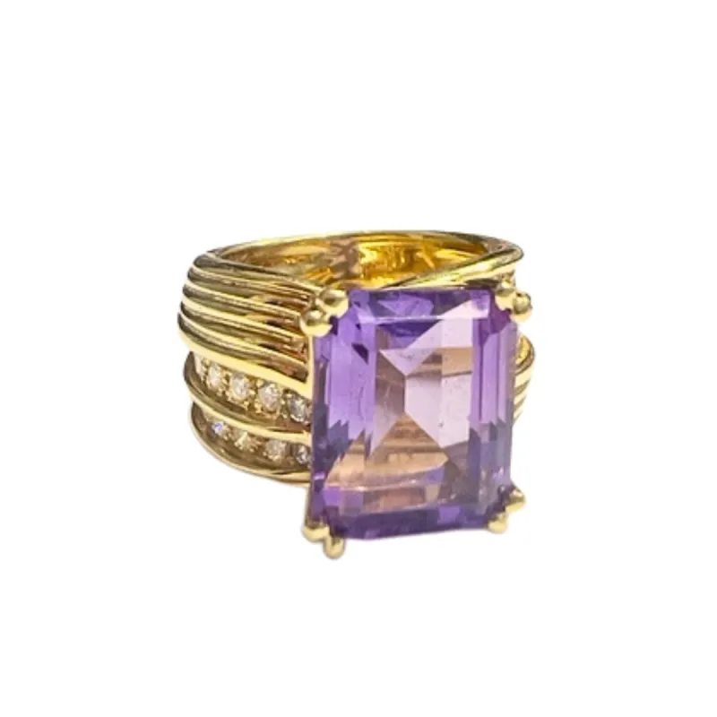 Bague en or avec diamants et améthytes sold by 58 Facettes