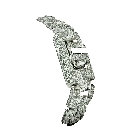 Bracelet Art Déco en platine serti de 3,60 carats de diamants sold by 58 Facettes