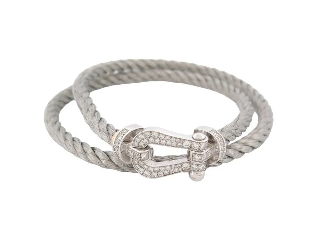 FRED Grand Force 10 - Bracelet double tour en or blanc 18K et diamants sold by 58 Facettes
