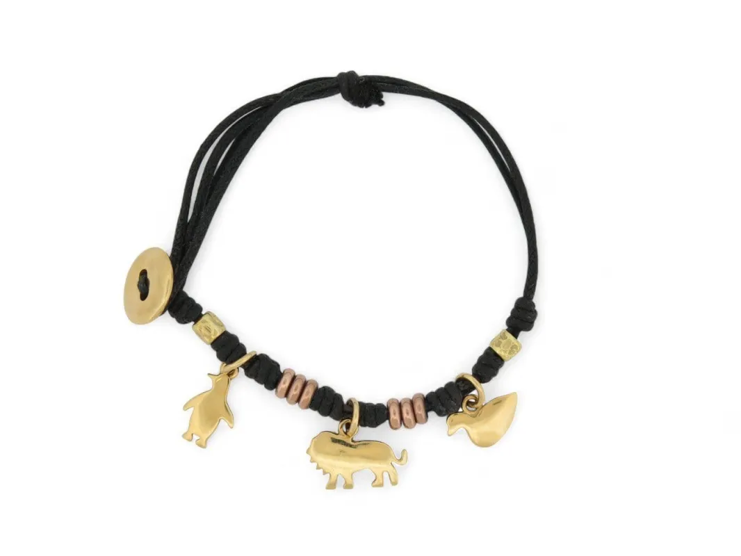 bracelet dodo rondelles granelli charms lion pingouin canard or jaune 18k sold by 58 Facettes