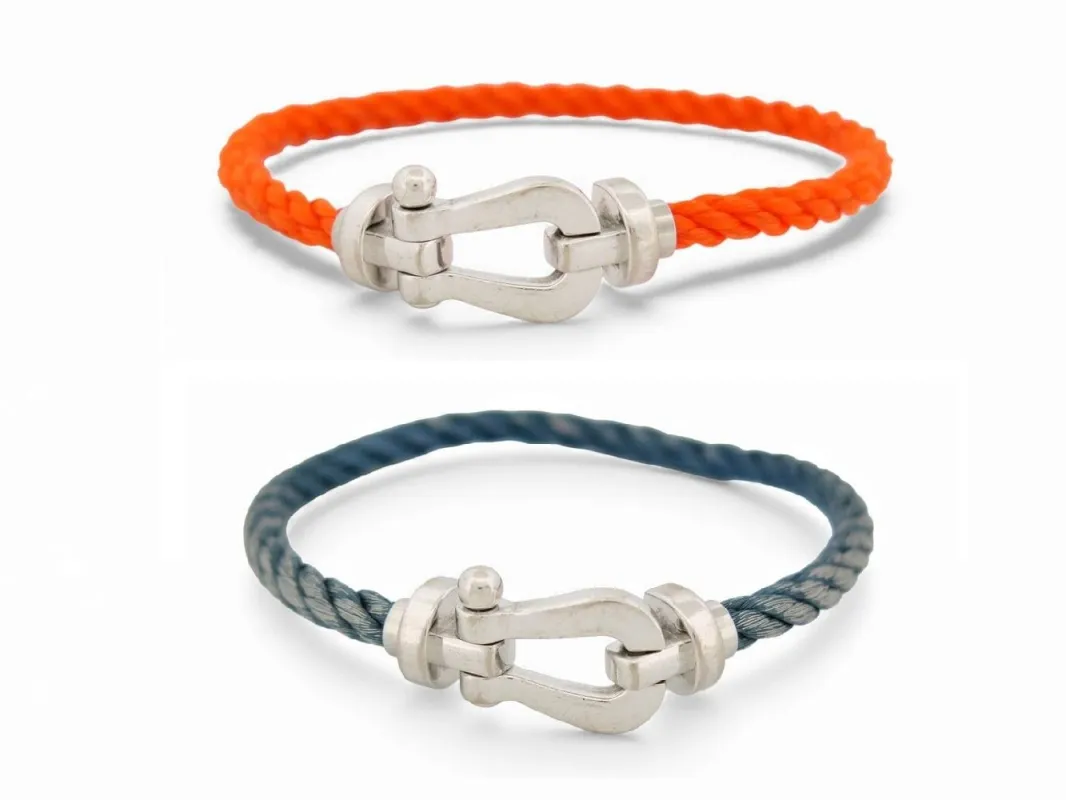 bracelet FRED force 10 gm 0b0005 manille en or blanc 18k 2 cordons sold by 58 Facettes