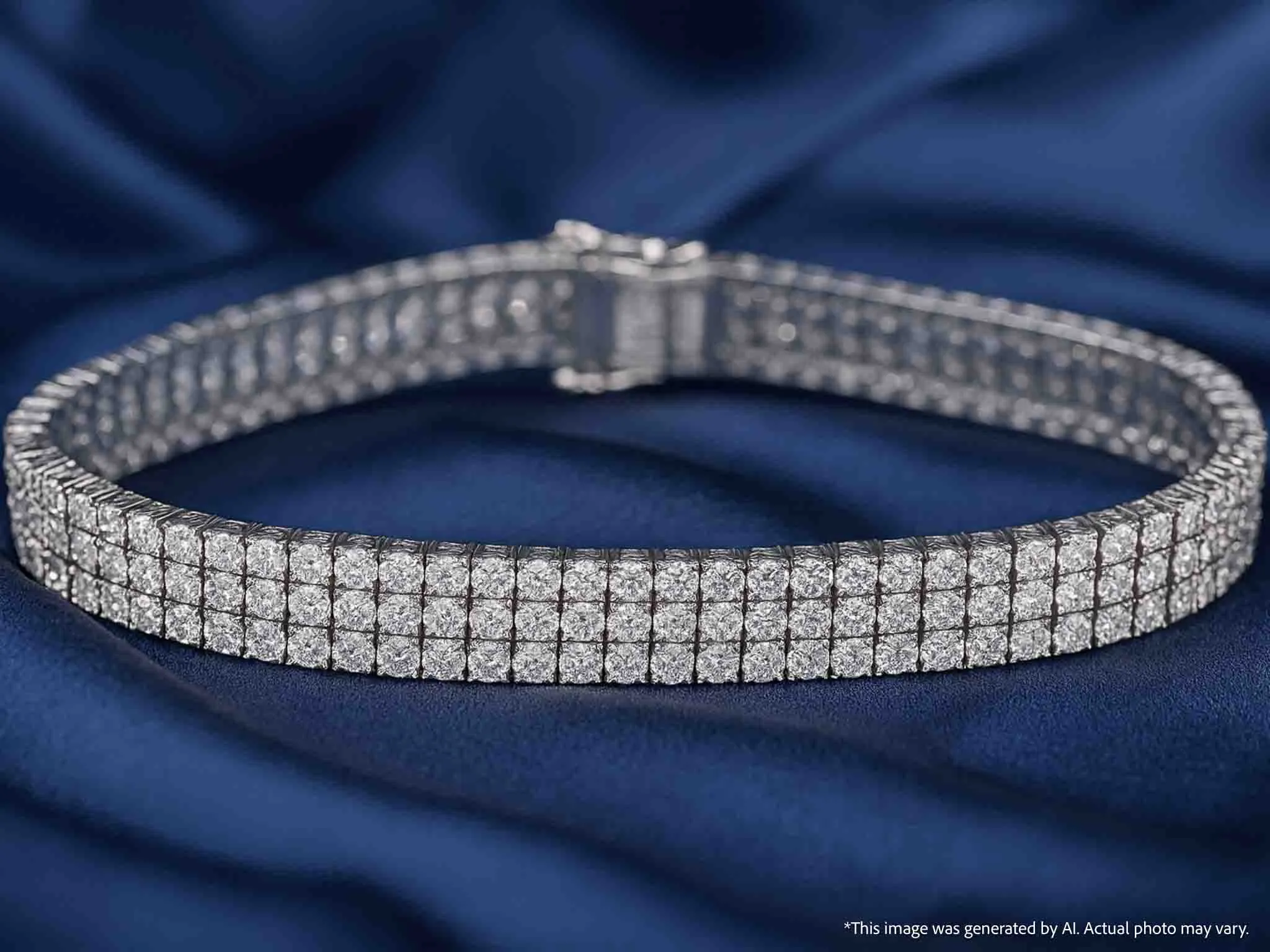 Bracelet tennis en or blanc avec 3 rangées de diamants de 2,25 carats sold by 58 Facettes product image thumbnail 3