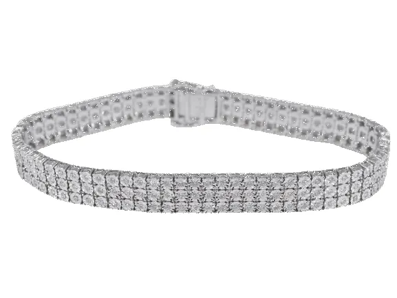 Bracelet tennis en or blanc avec 3 rangées de diamants de 2,25 carats sold by 58 Facettes