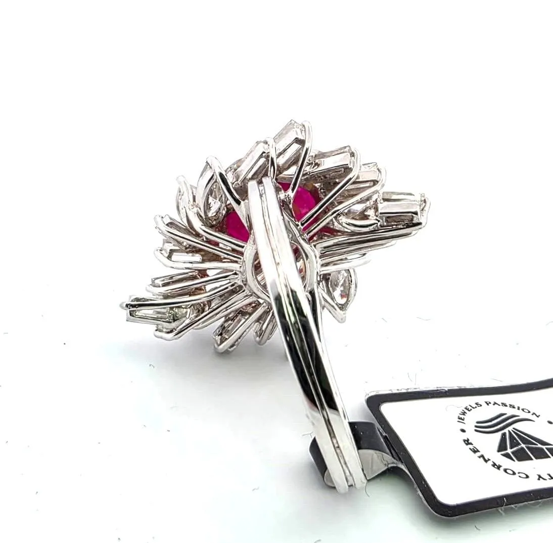 Magnifique bague en or blanc ornée d'un rubis de Birmanie et de diamants sold by 58 Facettes product image thumbnail 4