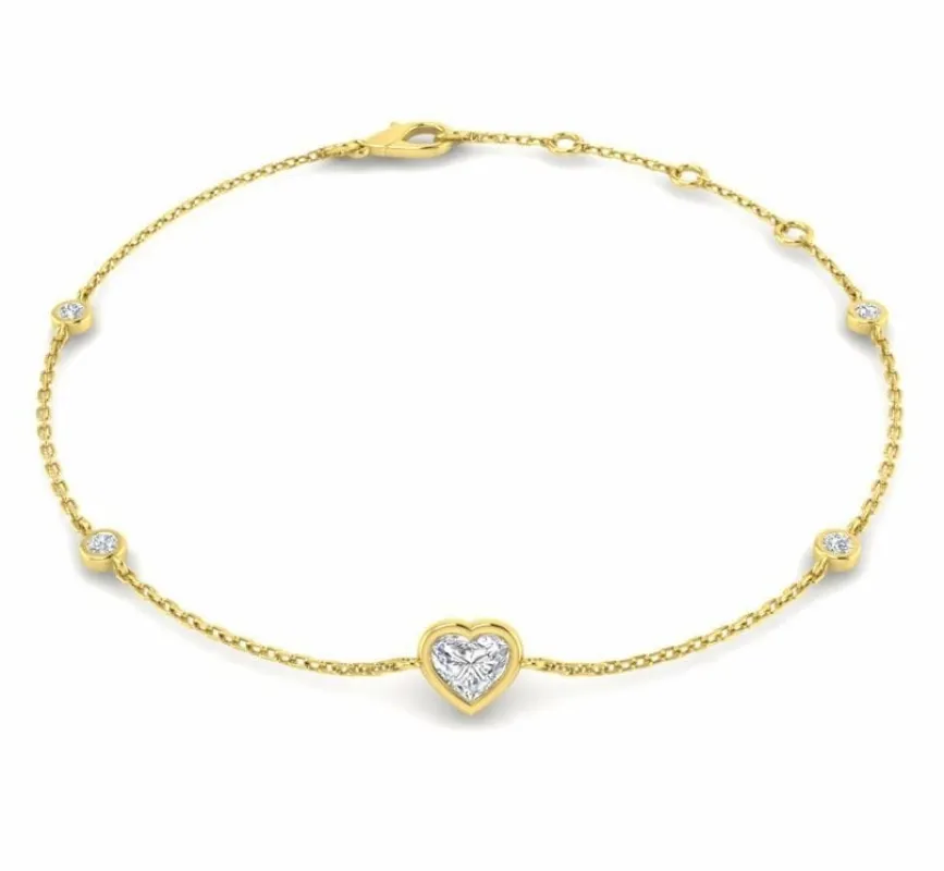 Bracelet en or jaune 18 carats diamant cœur sold by 58 Facettes