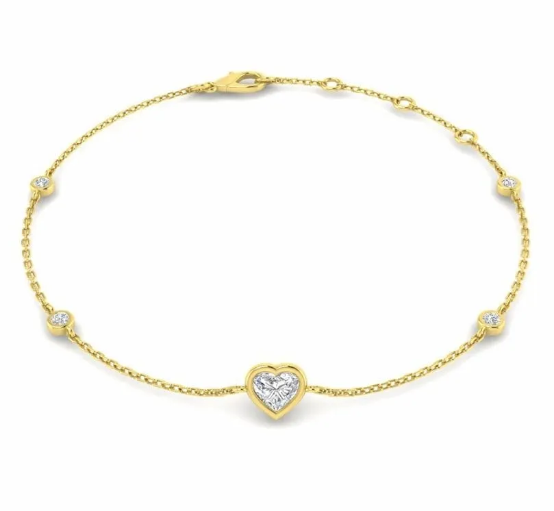 Bracelet en or jaune 18 carats diamant cœur sold by 58 Facettes