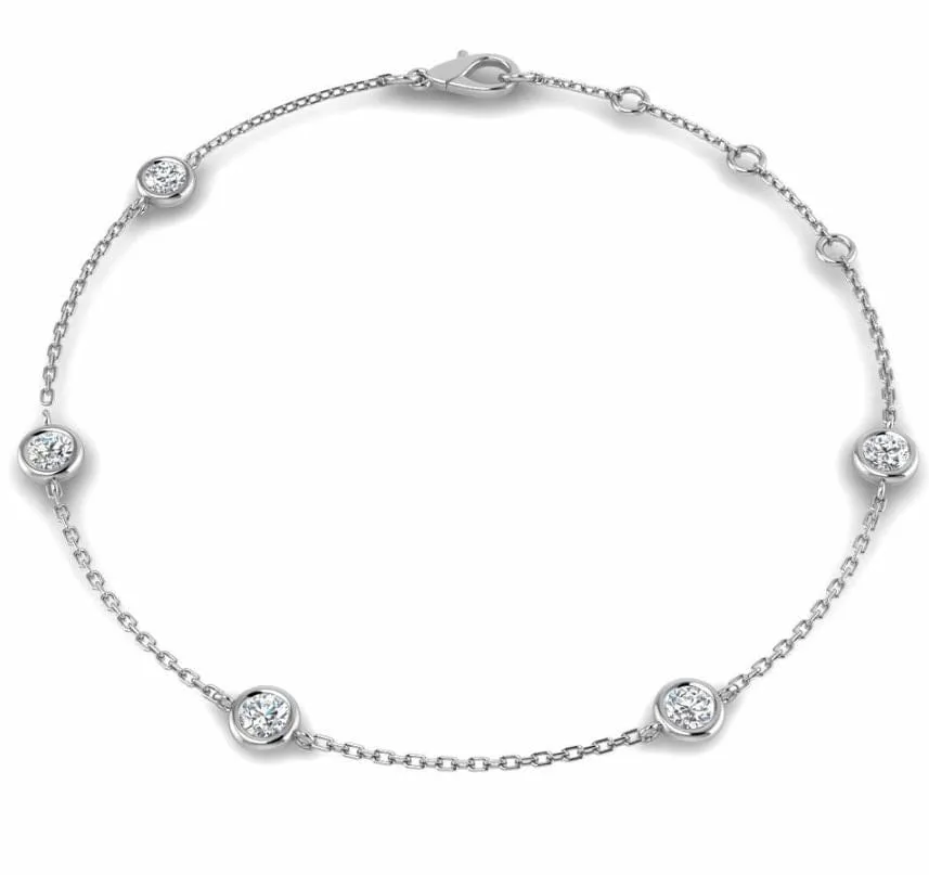 Bracelet 5 diamants maille forçat or blanc 18 carats sold by 58 Facettes