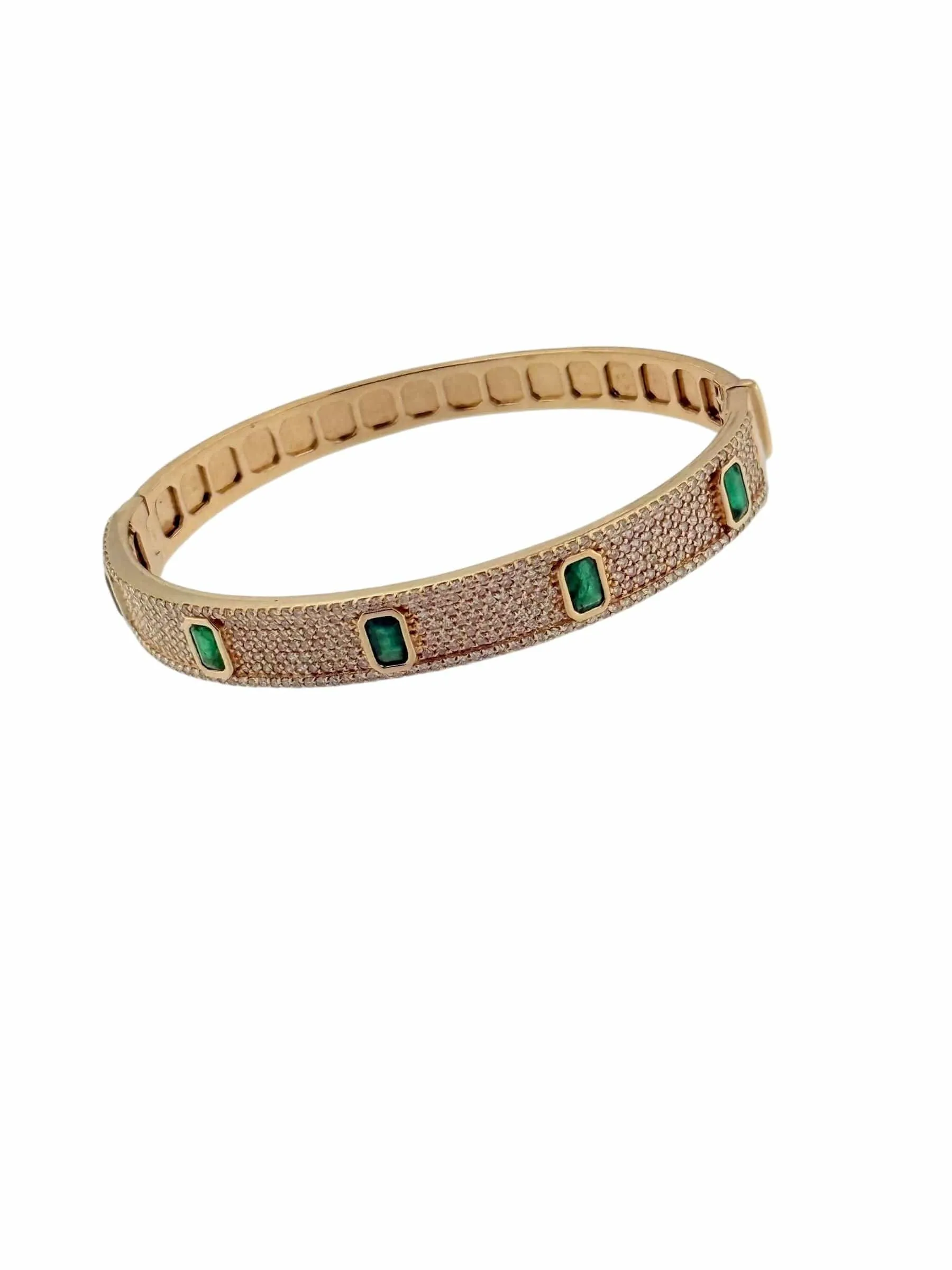 Bracelet en or jaune 18 carats avec diamants et émeraudes sold by 58 Facettes product image thumbnail 5